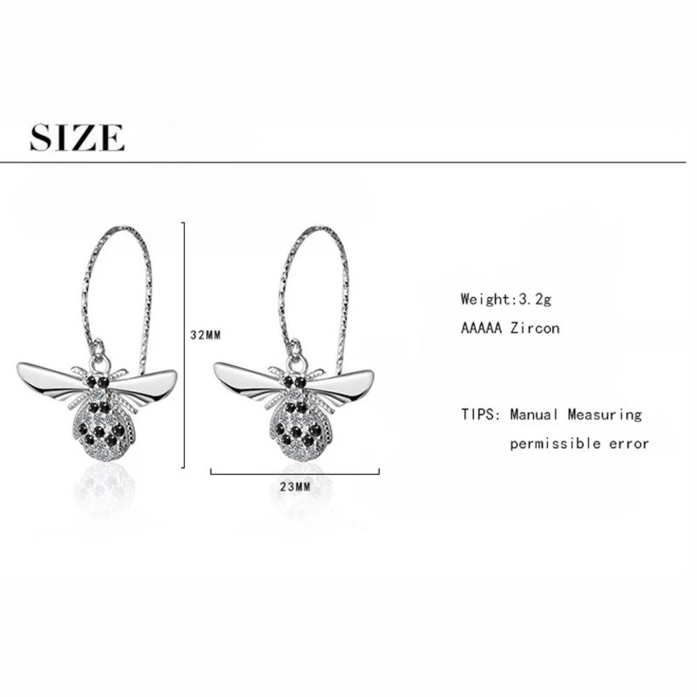 New 925 Sterling Silver Bee Earrings - Picture 2 of 4